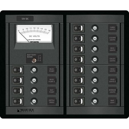 BLUE SEA SYSTEMS 1464 12 Position Switch CLB + Meter Square 1464